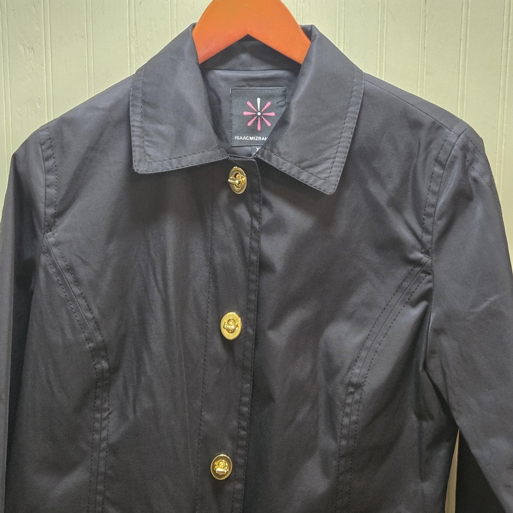 Isaac Mizrahi Live Jacket‎ Womens XS Blue Button Front Collared Lined Pockets